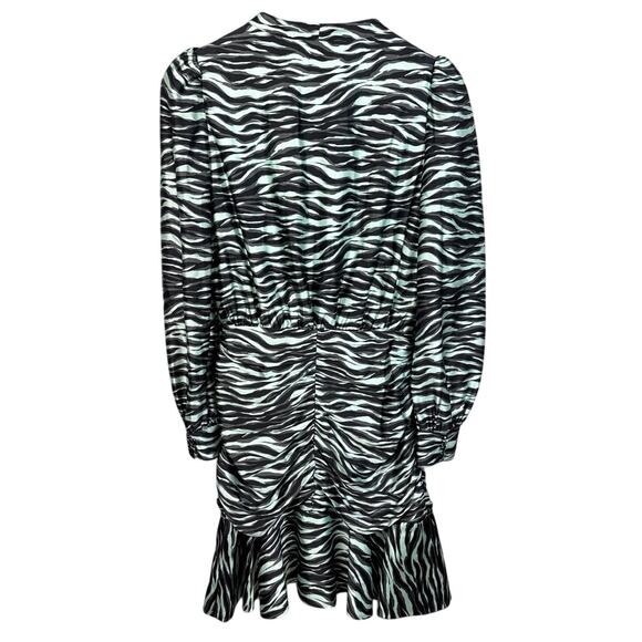 Jonathan Simkhai Ruched Zebra-Print Stretch-Silk Satin Mini Dress Size 0 NWT - Picture 4 of 12